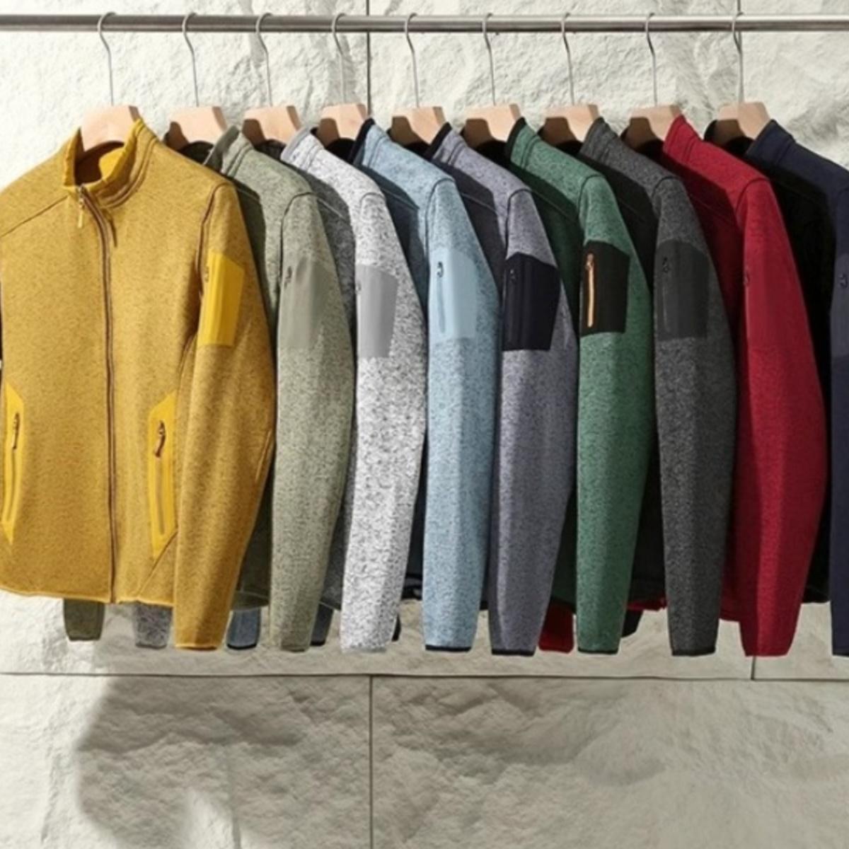 传写标准春秋立领休闲抓绒衣外套