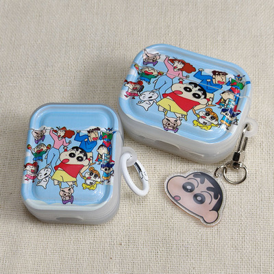 欢乐蜡笔小新airpods蓝牙耳机套适用苹果airpods pro第二代airpods3代airpods4软透明防摔airpods2保护壳PRO2