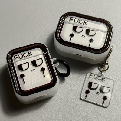 FUCK中指Airpodspro3蓝牙耳机保护套适用苹果2025款无线耳机airpods pro保护壳airpods透明防摔透明保护壳PRO