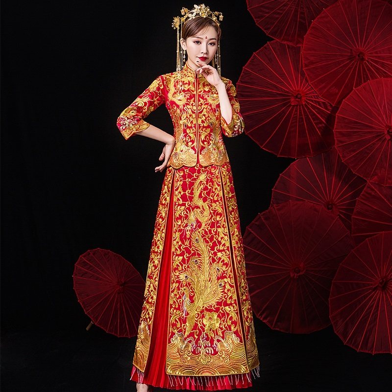 龙凤褂大五福秀禾服新娘2020新款结婚中式婚纱礼服嫁衣出阁服褂皇