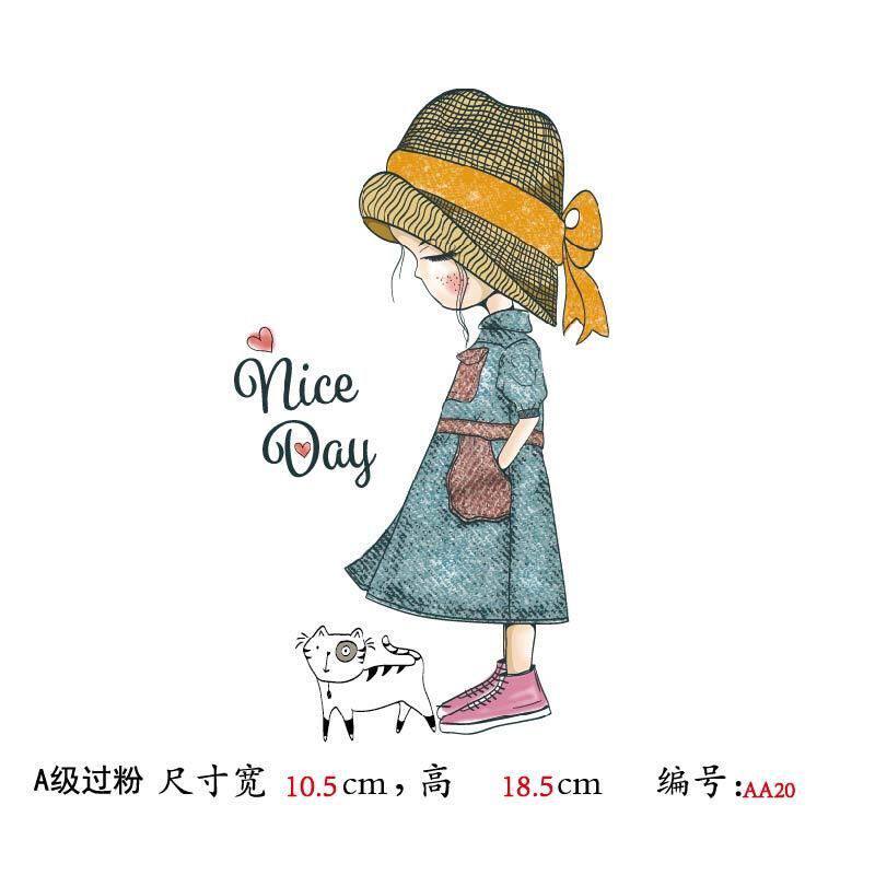 萌妹墨镜女孩衣服印花卡通芭蕾舞女背影贴DIY热转印耐水洗烫画贴