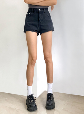 Ws Studios 欧美高腰显腿长水洗毛边做旧牛仔短裤包臀热裤女夏季