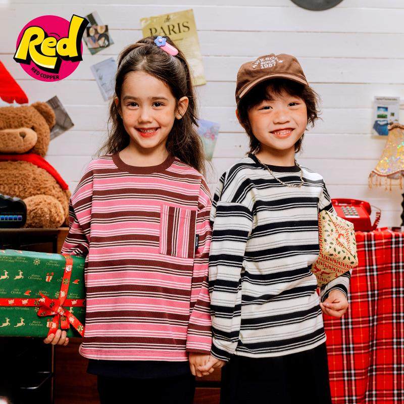 redcopper2025春夏新款儿童美式条纹长袖T恤CH152405,童装/婴儿装/亲子装,T恤,淘宝优惠券,粉丝福利购,淘宝优惠卷