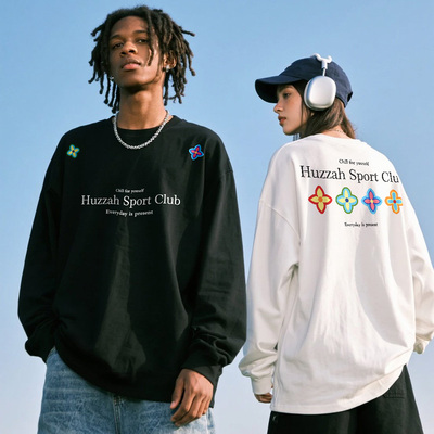 HUZZAH四色缤纷花简约字母印花