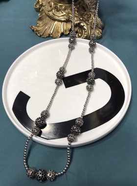 孤品不规则球球简约长款项链银色