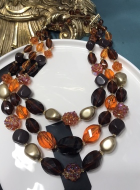 西德west Germany三层赛璐璐珍珠极光短款项链