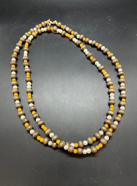 #毛衣链木珠黄色珠子长款毛衣链项链可以戴双层 长度100厘米左右