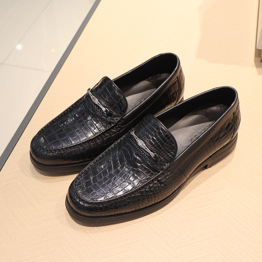 ML256642 哈森男鞋 HARSON 正品2026新款春季一脚蹬皮鞋 鳄鱼皮