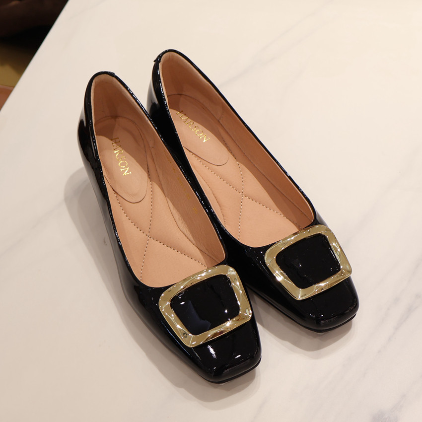 HARSON哈森女鞋 HL257156 2025年秋款方扣单鞋 商场新品