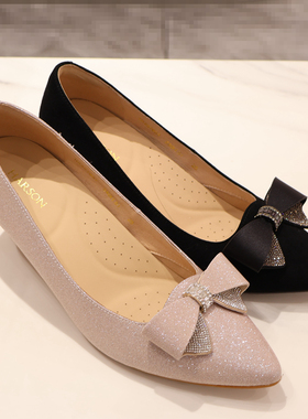 哈森女鞋 HS257907 HARSON2025年春款 细跟蝴蝶结 商场新品