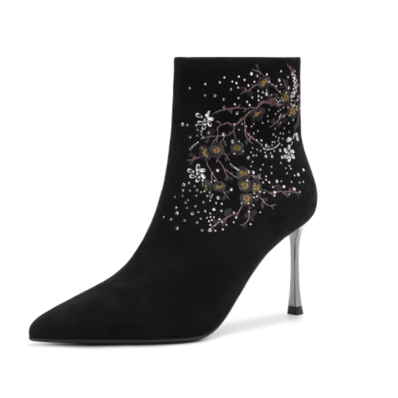 HA257165 HARSON哈森2025年冬靴 尖头迷你细跟短靴 商场专柜正品