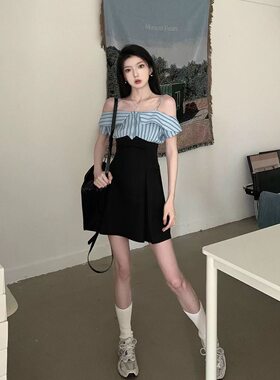 束腰高智感连衣裙降临洋气韩系IEF短款遮肚女套装2toyoung爱依服