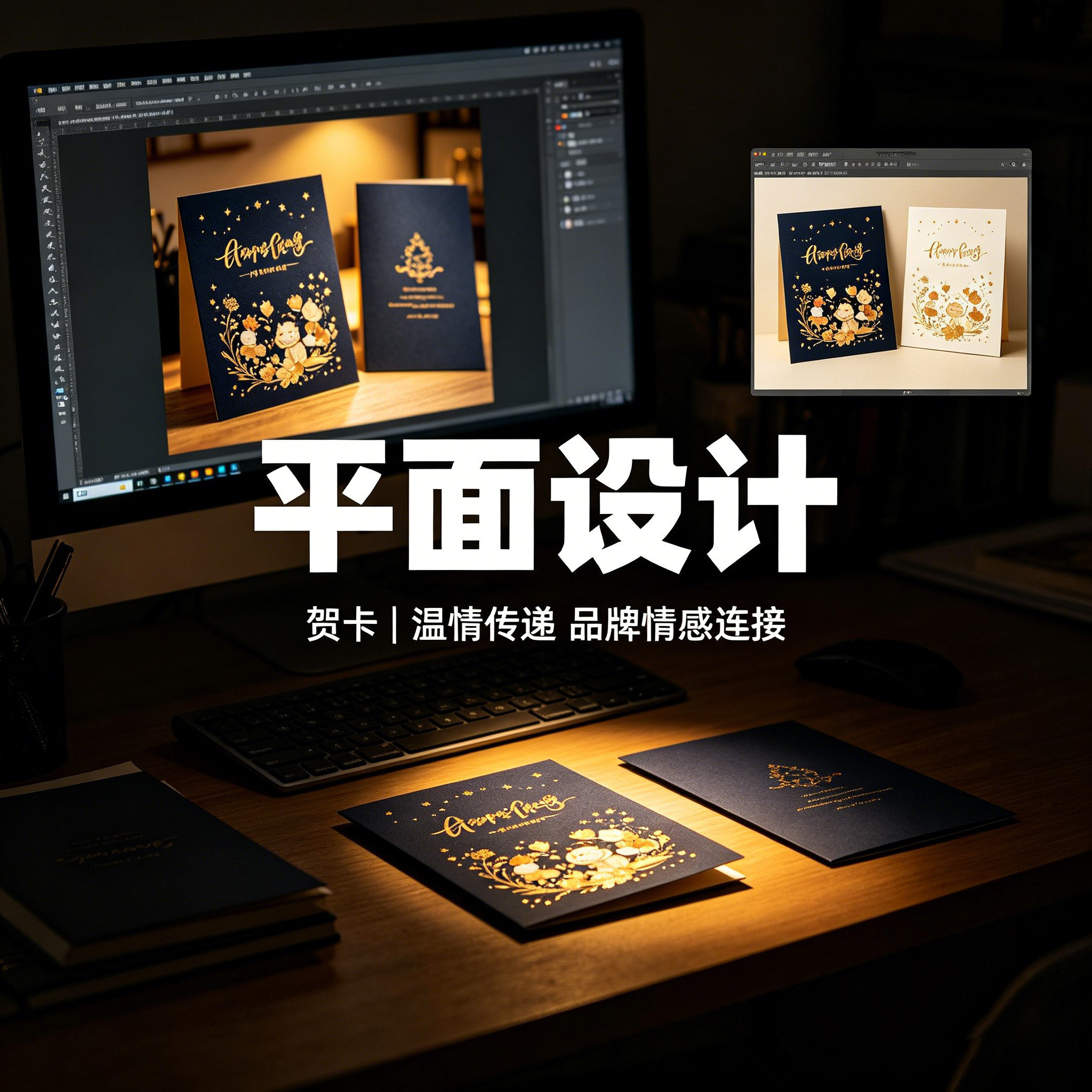 平面设计效果图手绘画册企业宣传册海报PPT设计折页设计单页插画