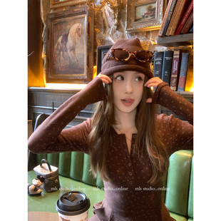 小众超好看亨利领碎花打底衫 MLS 新款 BM风圆领2025冬季 韩漫碎花