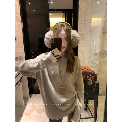 MLS韩女卷边衫慵懒卷边针织衫女