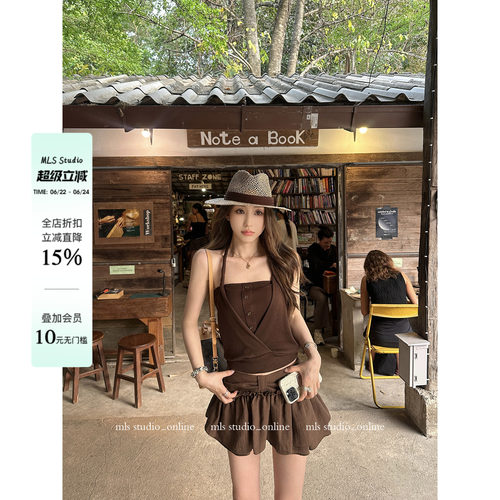 MLS 甜圈裙摆 甜柔氛围2026夏季新款女蝴蝶结芭蕾花边短款蓬蓬裙