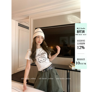 上衣女正肩凯蒂猫咪印花T恤 萌趣出击2026春夏新款 MLS kitty街区