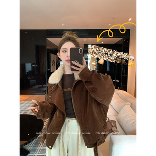 女复古可拆卸羊毛领加厚派克服羽绒服 vtg法则冬季 MLS 中古醇棕