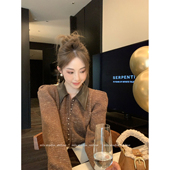 拼皮领子设计感针织衫 毛衣开衫 外套女2025秋冬新款 MLS 长袖 上衣