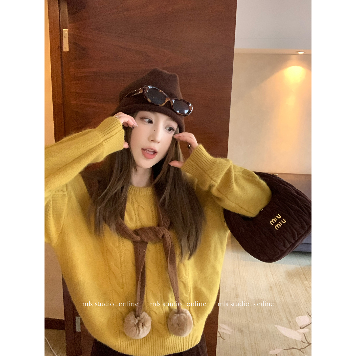 MLS 慵懒绞花 软糯麻花毛衣女秋季新款2025韩系温柔气质针织衫