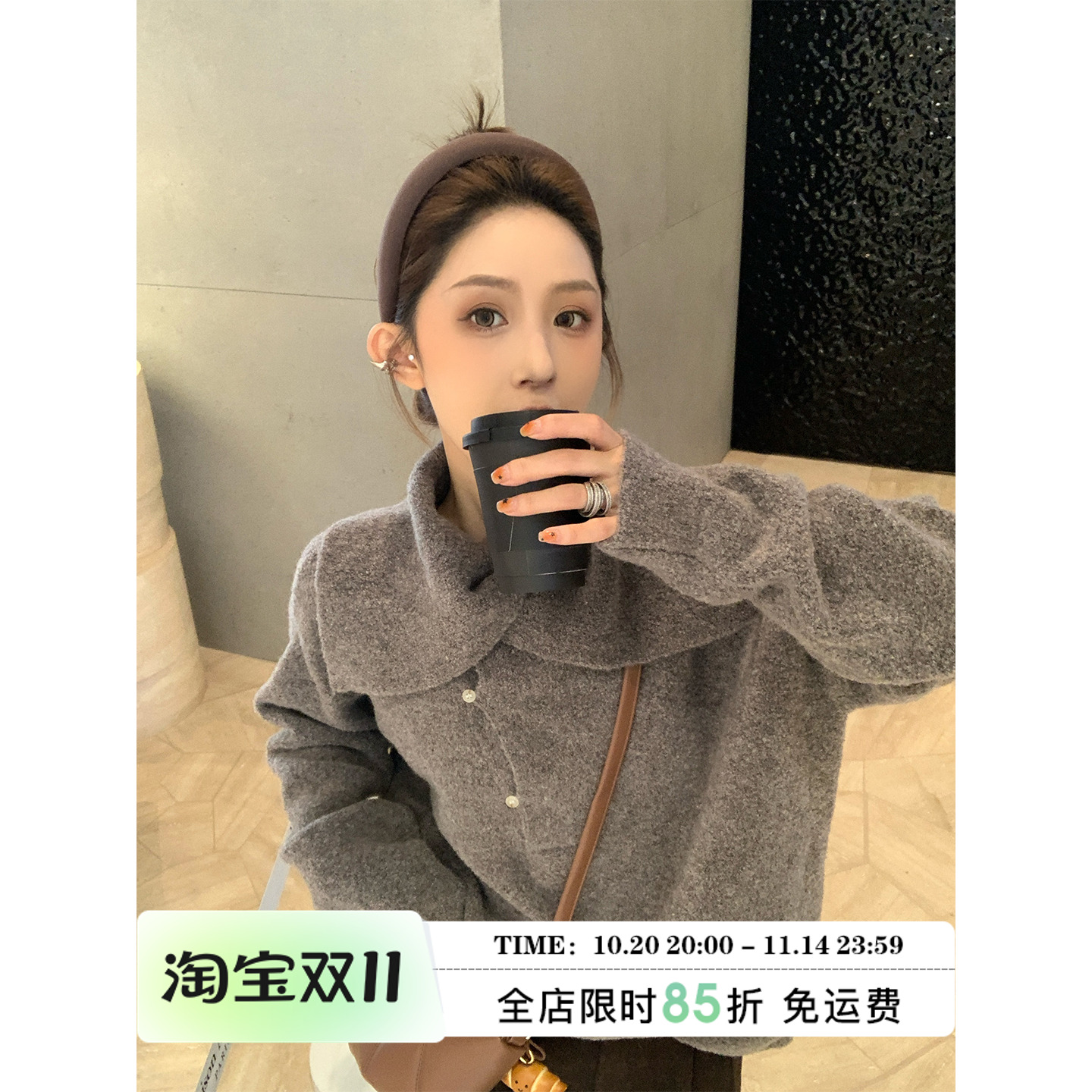 MLS慵懒欧尼半开领毛衣