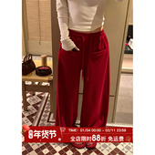 女高腰抽绳一字口袋休闲裤 MLS 2026春季 新款 奶芙轻松裤 慵懒舒适