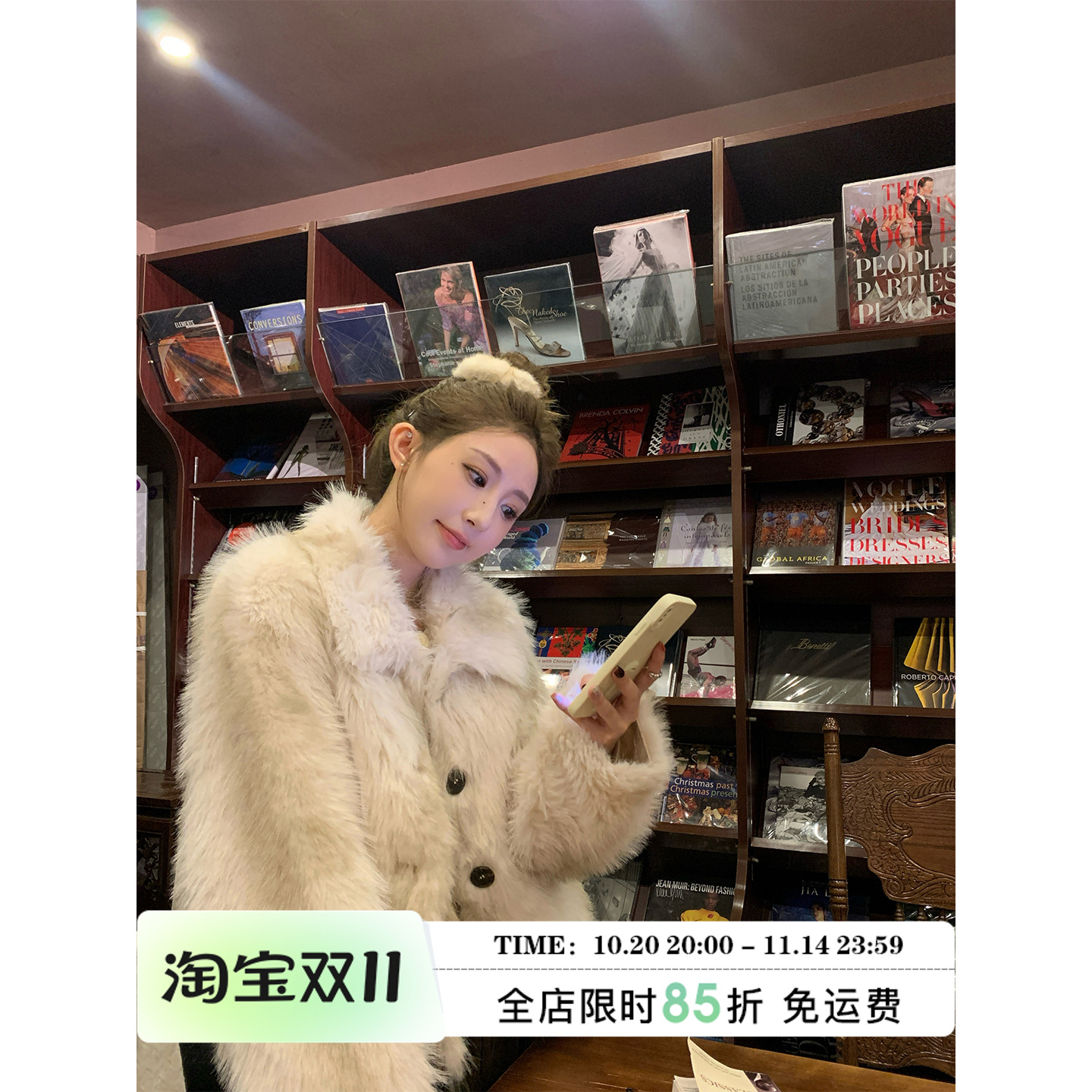 MLS暖冬白巧环葆皮草外套女