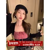 新款 MLS 上衣女蝴蝶结抹胸条纹T恤 型很jue 2026春季 酒心条纹 版