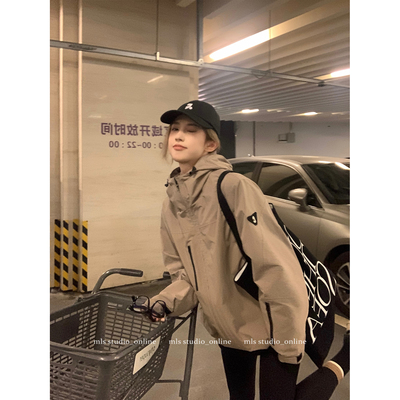 韩系防水中长连帽真两件显瘦