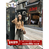 2025宽松休闲拖地阔腿裤 MLS 女秋季 新款 复古腔调 磨白做旧牛仔裤