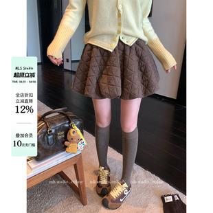 MLS 氛围美学家春季 女新品 短裙菱格夹棉立体A字蓬蓬裙 菱格圆舞曲