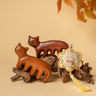 【疏福】小阳原创萌宠猫猫造形木制经络按摩梳