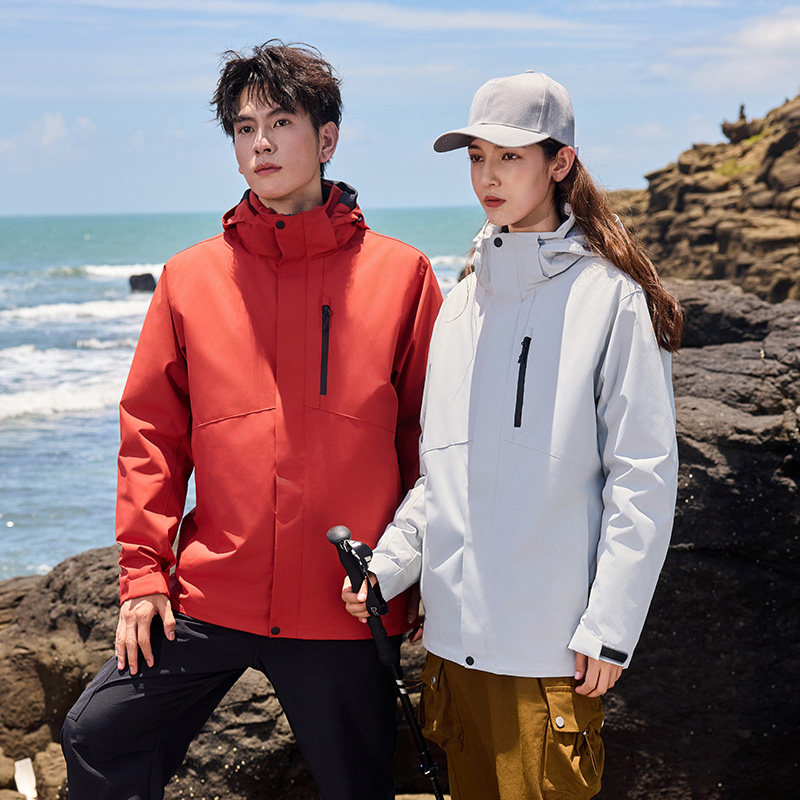 鸟家白鸭绒内胆三合一冲锋衣防风防水可拆卸连帽羽绒服登山服外套