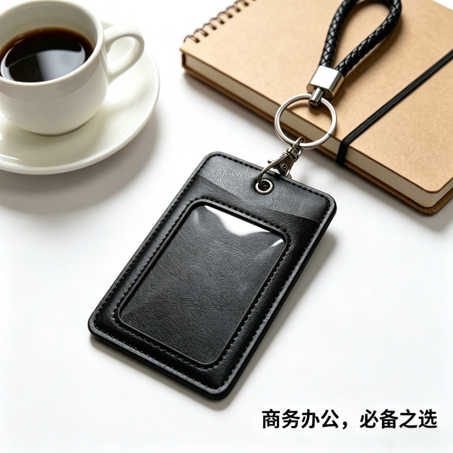 简约黑色PU双卡位卡套透明保护套