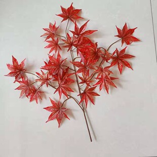 仿真红枫叶工程装饰板栗叶榆树叶子过胶银杏叶秋季树枝绿桦树叶
