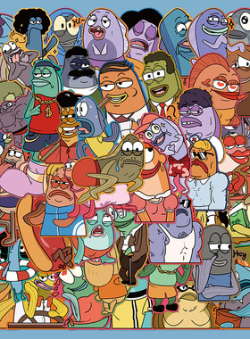 50张原创搞怪路人鱼贴纸笔记本电脑手账本手机壳水杯装饰diy贴画