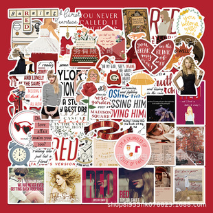 50张女明星泰勒专辑Red+Fearless贴纸笔记本电脑防水装饰DIY贴画