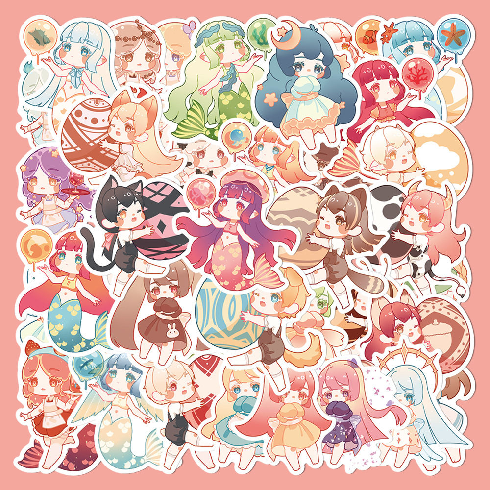 40张原创卡通手绘q版手账本人物贴纸笔记本电脑装饰防水diy贴画