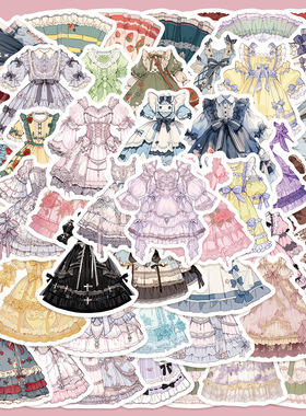 50张可爱清新洛丽塔贴纸笔记本电脑手账本手机壳装饰卡通diy贴画