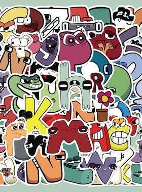 52张alphabet lore贴纸卡通字母儿童玩具手账本装饰防水diy贴画