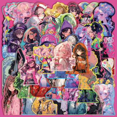 50张甜系少女贴纸手账本贴画