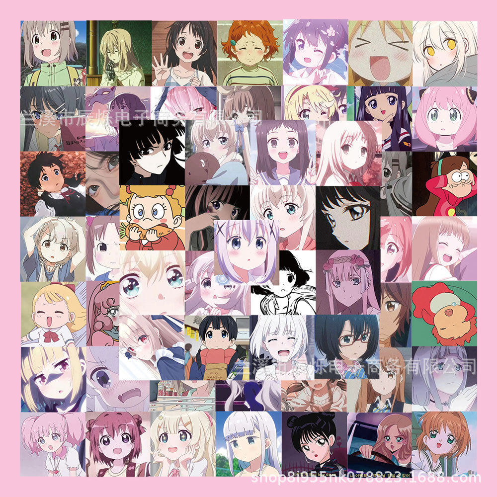 120张动漫二次元可爱女头像表情包贴纸卡哇伊少女笔记本贴画防水