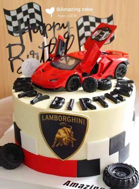 汽车蛋糕装饰红色跑车赛车敞篷车越野车摆件男神男士爸爸生日装扮