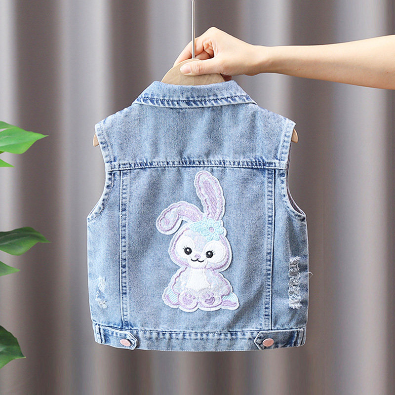 女童牛仔马甲童装2025秋季新款儿童坎肩洋气韩版宝宝秋装纯棉外套