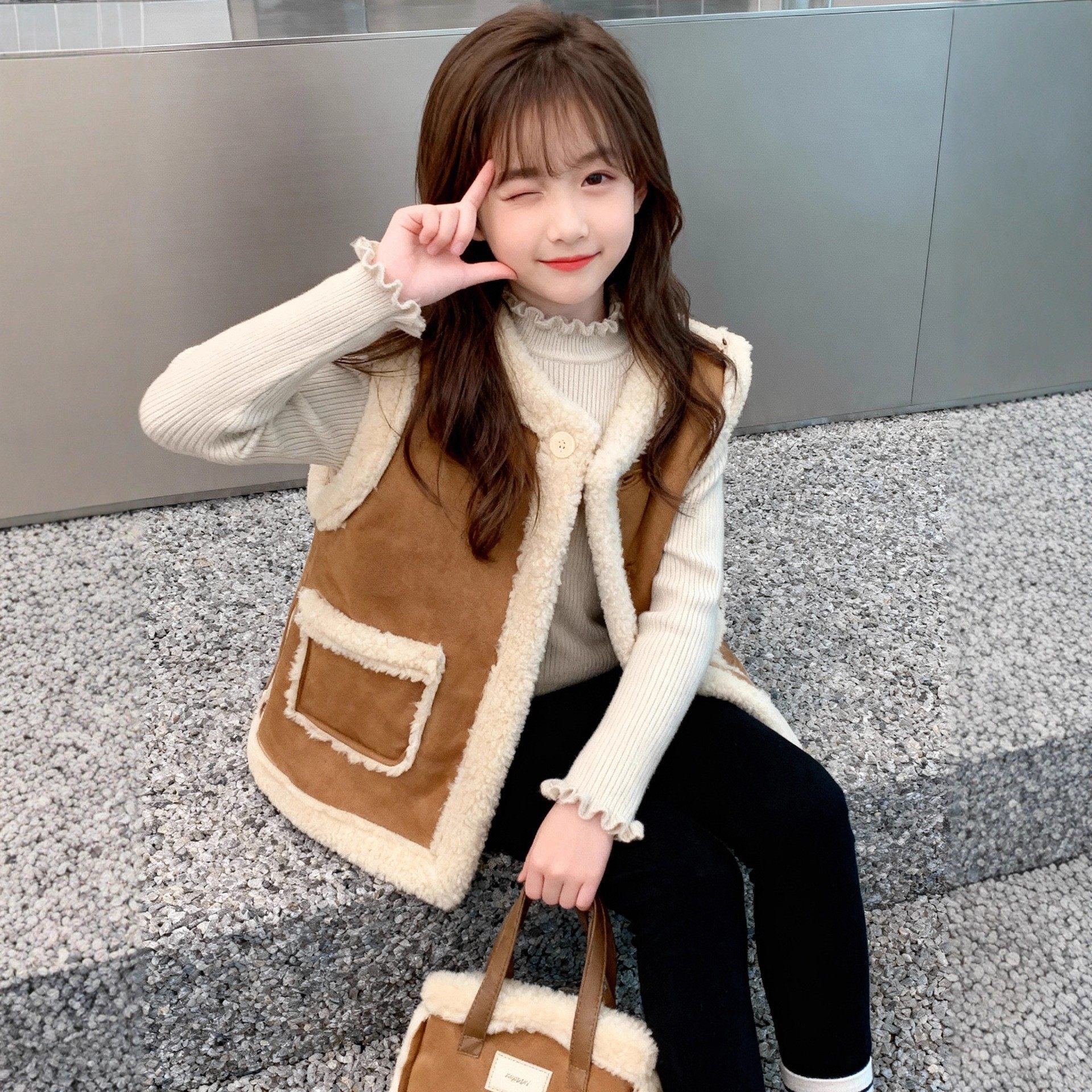 女童加绒马甲秋冬新款皮毛一体两面穿加厚背心外套中大童坎肩,童装/婴儿装/亲子装,马甲,淘宝优惠券,粉丝福利购,淘宝优惠卷