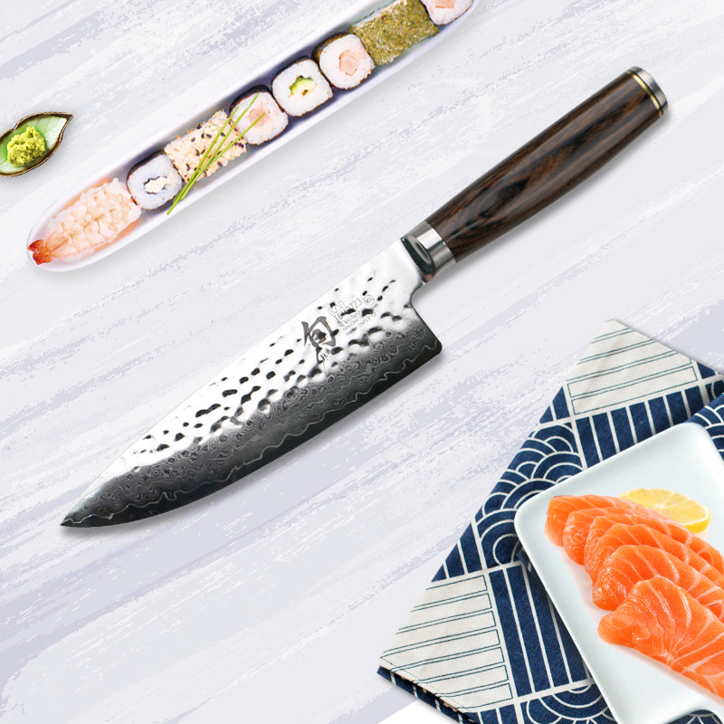 日本旬贝印旬刀手工三德刀厨师刀大马士革日式菜刀多功能刀