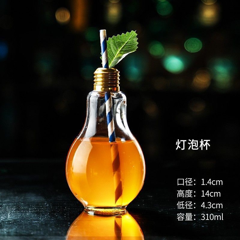 创意个性玻璃杯果汁奶茶灯泡瓶小密封罐