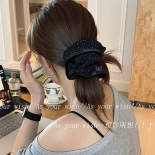 温柔波点大肠圈百搭气质发绳慵懒低马尾头绳高级感发饰女春夏新款