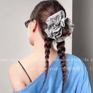 2025新款 巴黎灰轻奢金标发圈女高级感头花发绳慵懒风方巾发圈发饰