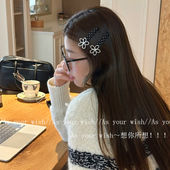 法式 波点花朵发夹女前额侧边发卡刘海夹碎发边夹新款 复古精致发饰